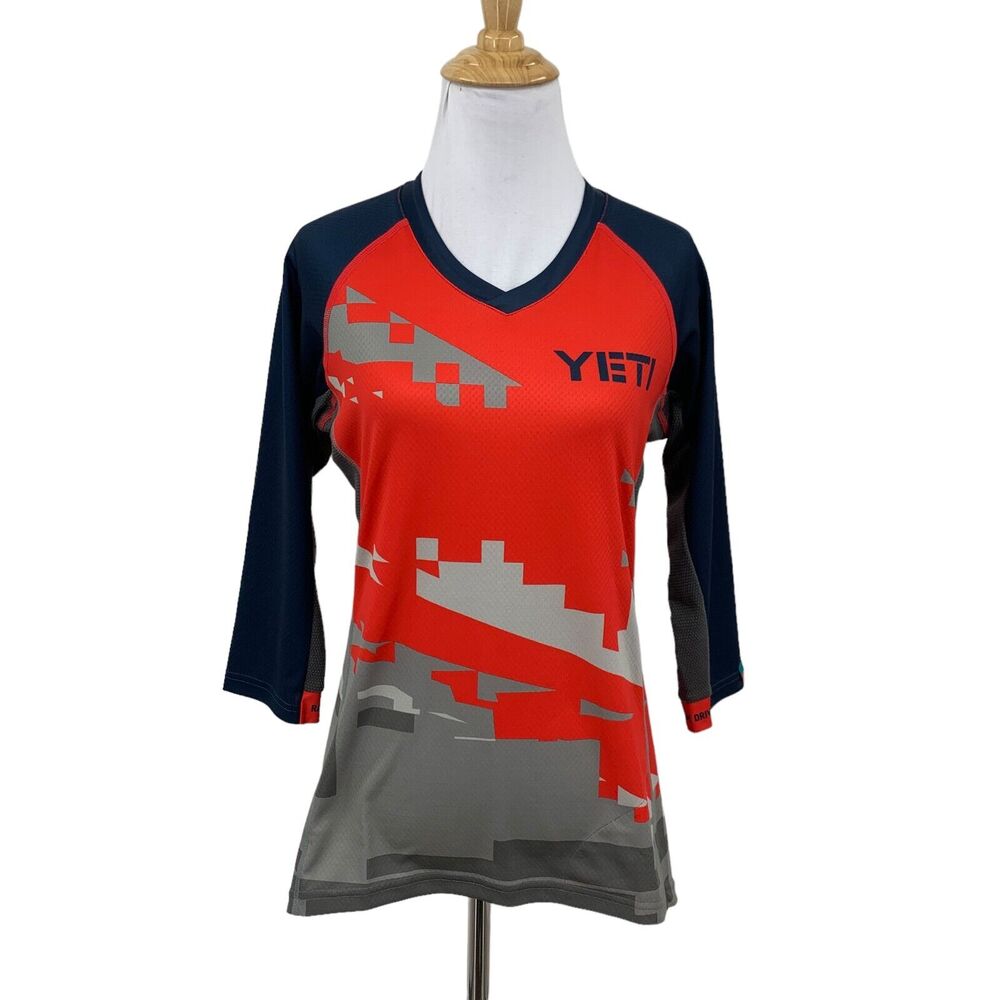Yeti Beti Jersey Shirt Womens M Medium 3/4 Sleeves Raglan Sunblock Cycling Top
